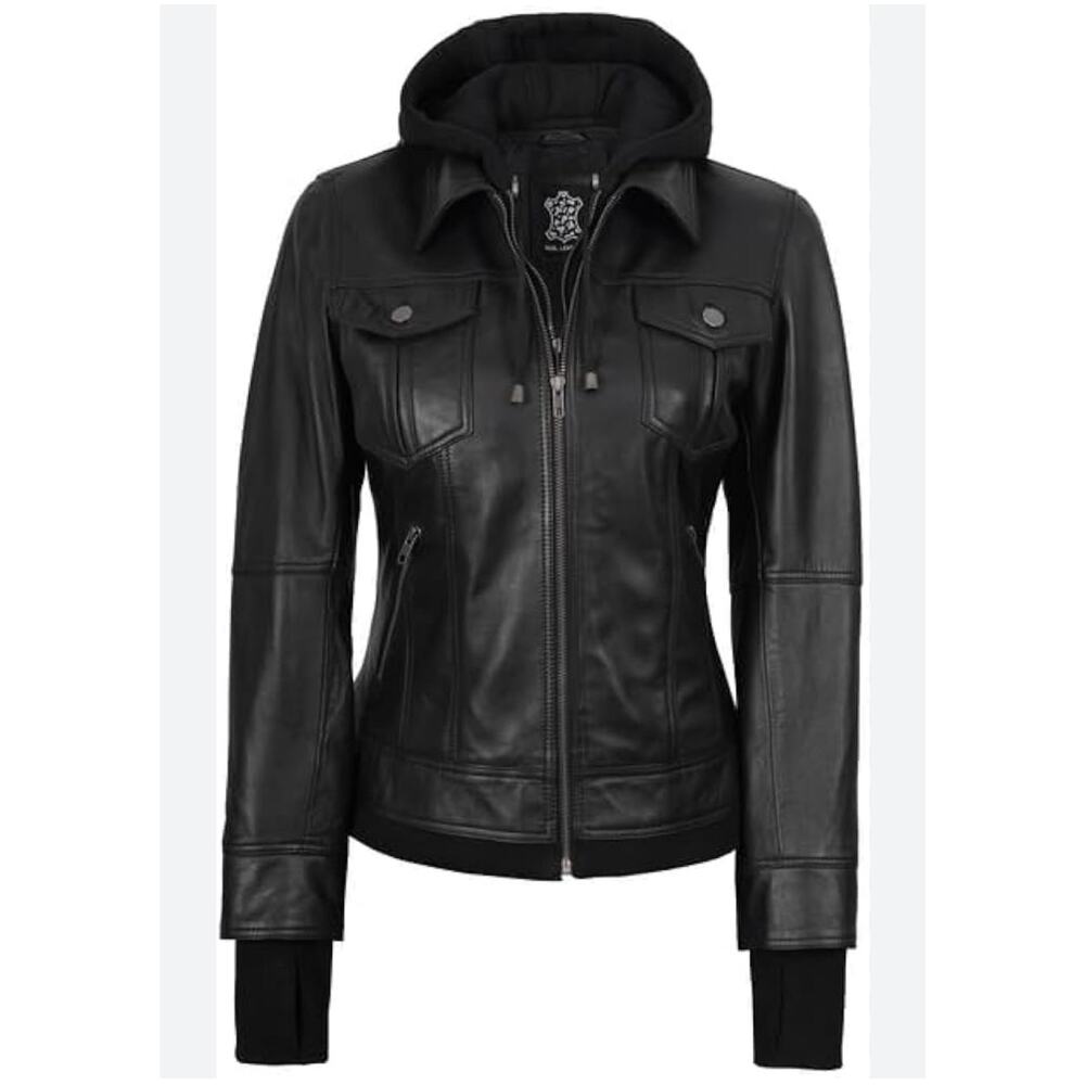 Decrum Betty with Removal Hood Genuine Leather Size XL Jacket